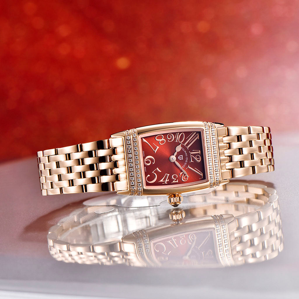 Relógio Feminino Pagani Design Celestia Fort  Gold Red